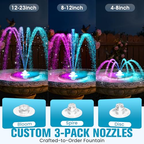 Solar Bird Bath Fountain with Lights (Black)
