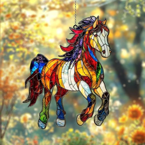Horse Lover Acrylic Suncatcher Ornament Window Hanging Equestrian Light Catcher Home Decor Gift (1-fba-ett-evg-a167-g / 6")