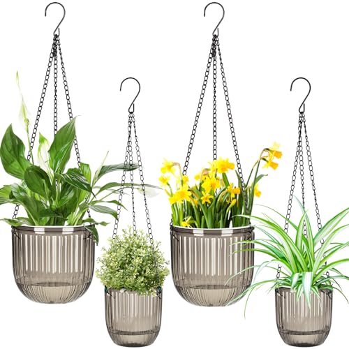 4 Pcs 6.5'' 4.5'' Hanging Self Watering Pot for Indoor Plant (4 Count)