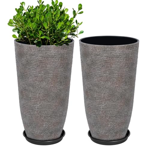 9 Gallon Tall Large planters for Outdoor (Colored Limestone / 21IN)
