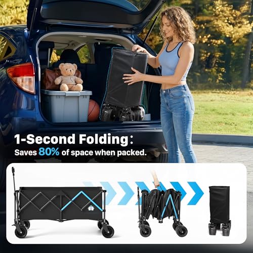 48" XL Collapsible Wagon Cart (Black / 400L-48in)