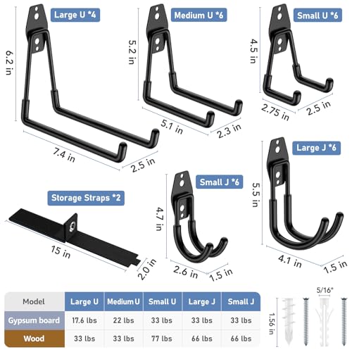 Garage Hooks Anti (30 Pack Black)