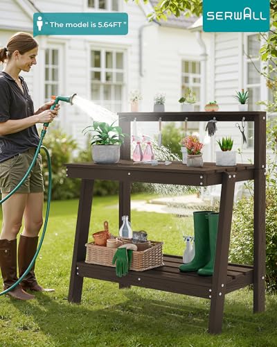 3 Tier Outdoor Potting Bench with Storage (Coffee / Sleek)