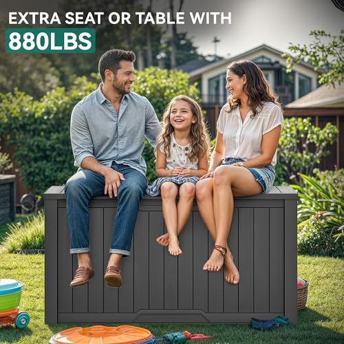 240 Gallon Extra Large Outdoor Storage Deck Box (Deck Box / 240 Gallon / Dark Gray)
