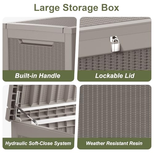 325 Gallon Outdoor Storage Box Waterproof (Grey / 325 Gallon)
