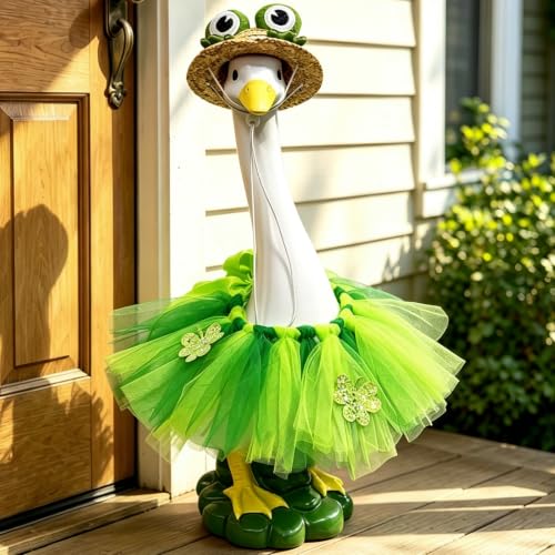 Porch Goose Statue (frog hat goose)
