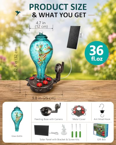 Smart Hummingbird Feeder with Camera for Outdoor Hanging (Blue / X-Large)