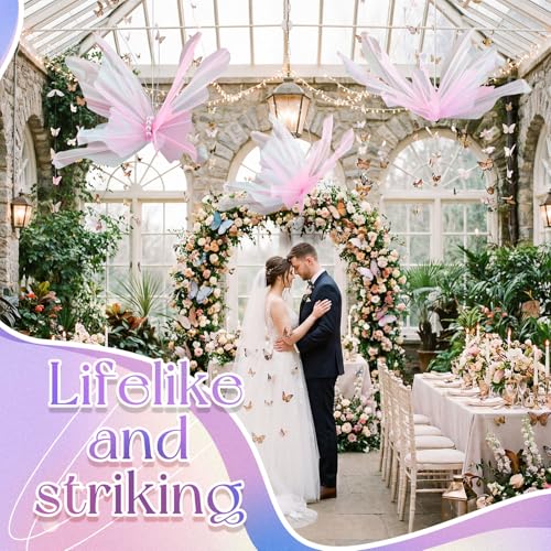 3 Pcs Giant Butterfly Decoration for Wedding Reception (Butterfly / Champagne Pink)