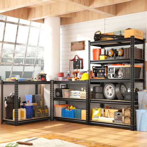 Set of 3 Storage Shelves 5 Tier Garage Shelving Heavy Duty Load 2000LBS (11.8"D x 82.8"W x 60"H)