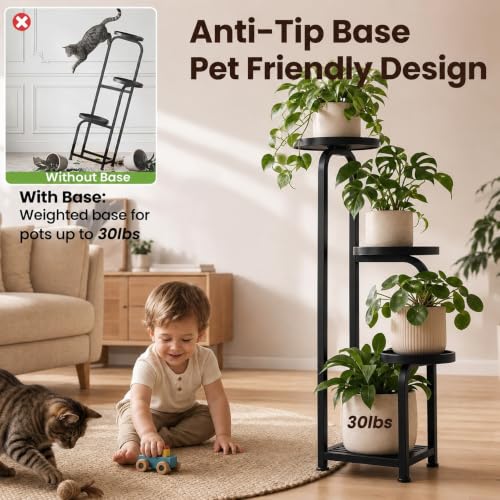4 Tier Square Corner Plant Stand Indoor Outdoor (Black / 4-Tier Square Base)