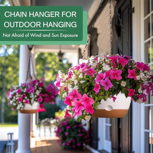 3 Pack 8/10/12 Inch Hanging Planters for Indoor Plants with Self-Watering (White / 8/10/12inch)