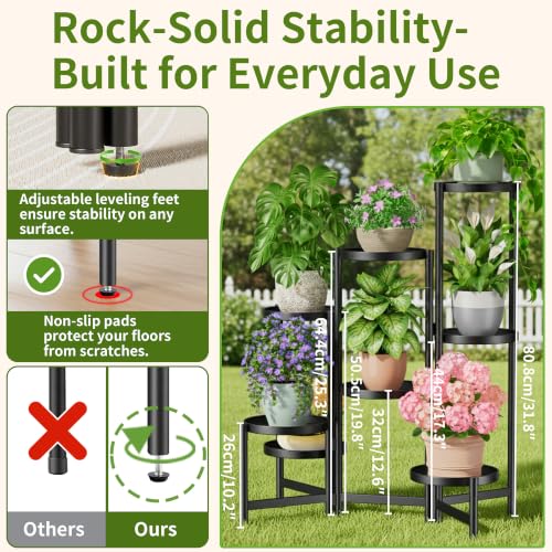 8 Tiered Plant Stand Indoor for Multiple Large Planter (BlackDisk / 8-tiers)