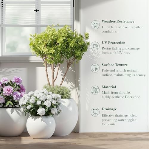 Fiberstone Sphere Planter for Olive Trees (White / Small 12.6''D x 10''H)