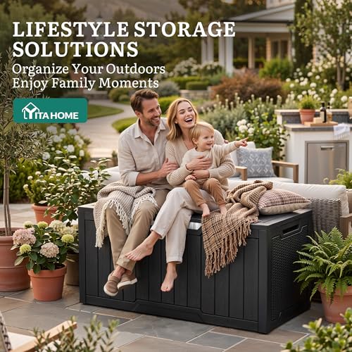 100 Gallon Large Outdoor Storage Box (Black&Sliver / 100 Gallon)