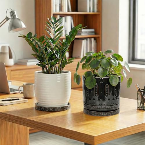 Plant Trays for Pots 7.5 Inch (7.5 Inch (2 Pack) / Black)