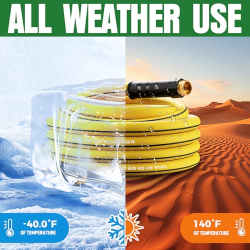 Heavy Duty Garden Hose 25ft (Black+Yellow / 25ft)