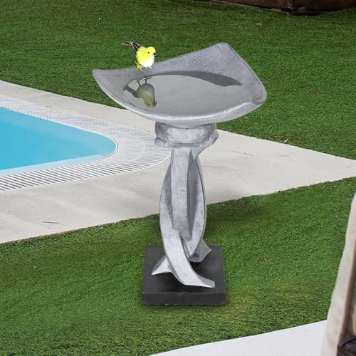 22.8”Tall Bird Baths for Garden (22.8in. H / Modern-gray)