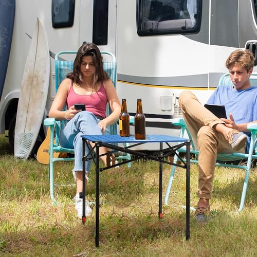 Folding Camping Square Table (Blue / Large)