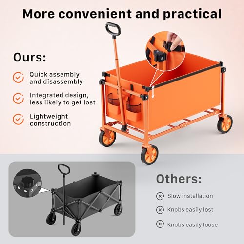 29.3" Collapsible Wagon Cart (Orange / 150L)