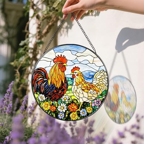 Stained Glass Window Hanging (Chickens)
