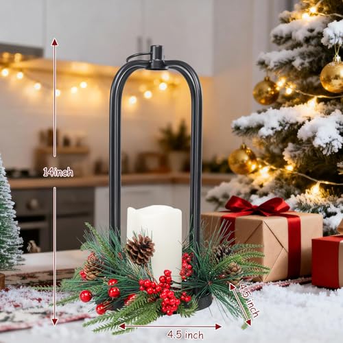 14 Inch Metal Christmas Lanterns Set of 2 with LED Flameless Candles