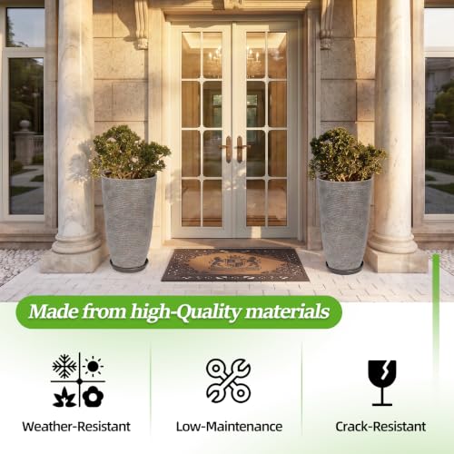 9 Gallon Tall Large planters for Outdoor (Colored Limestone / 21IN)
