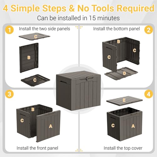 33 Gallon Resin Deck Box All Weather Outdoor Storage Boxes (Brown / 33 Gallon)