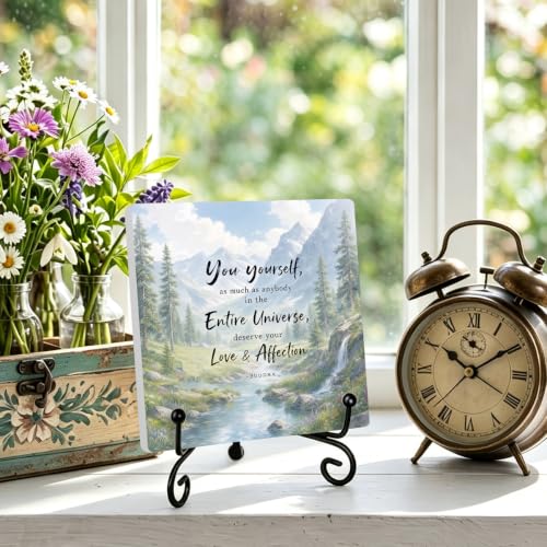 Motivational Quote for Home Office Book Shelf Table Decor 6.3x6.3 Inch 15 (Multicolor 1739 / Wooden sign with iron frame（6.3 x 6.3 inches）)