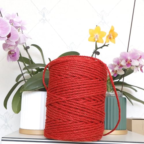 4mm x 100 Feet Red Jute Rope (Red / 4mm x 100 Ft)