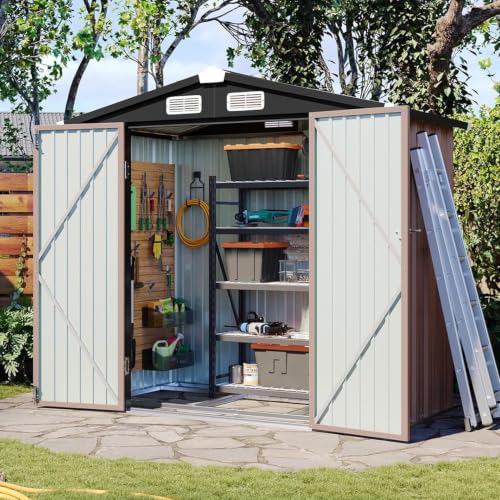 6'x4' Outdoor Storage Shed with Base (Brown / 6'x4')