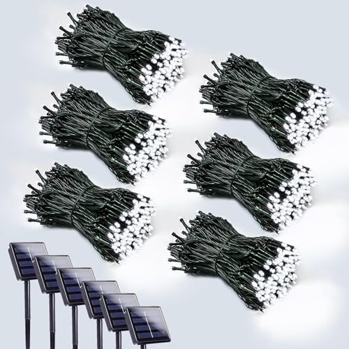 Solar String Lights Outdoor 6 Pack 600 LED 198FT Christmas Light Cool White (Cool White / 6 Pack)