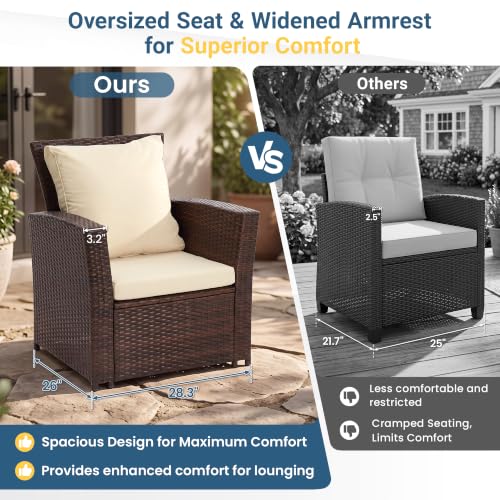 Patio Furniture Set (Brown and Beige / 4)