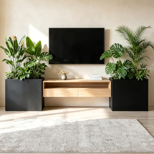 Metal Rectangular Planter Box 24" L x 10" W x 24"H Tall Metal Planter Box
