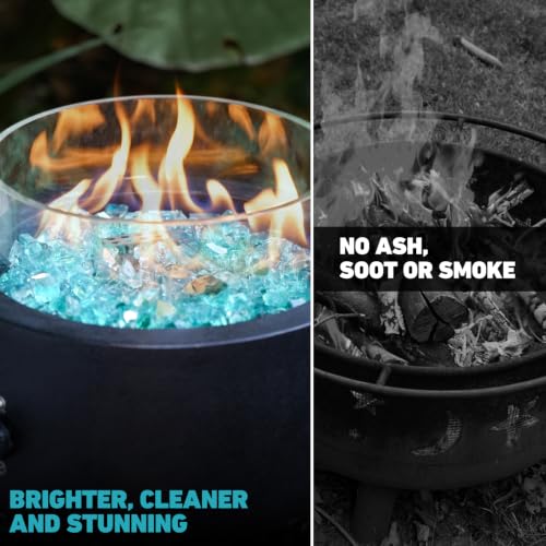1 4 inch Reflective Fire Glass for Fireplace Fire Pit and Landscaping 10 lb High Luster Caribbean Blue (1/4 inch / Caribbean Blue)