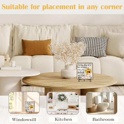 Sunflower Wooden Rustic Farmhouse Decor for Home Desk Shelf Tabletop (Retro Sunflower 7)