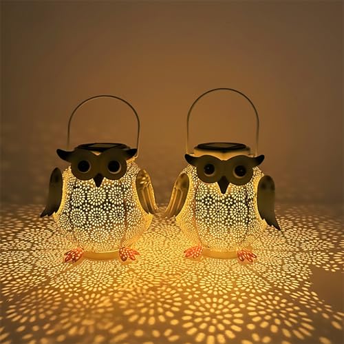 2 Pack Hanging Solar Lanterns (white owl 2pk)