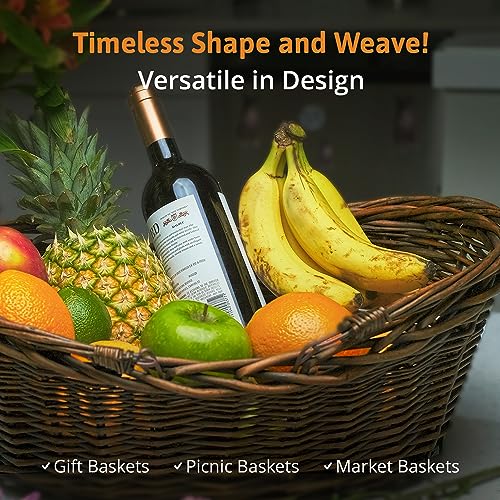 Small Wicker Basket with Handle (Small / Picnic Basket Dark Brown)