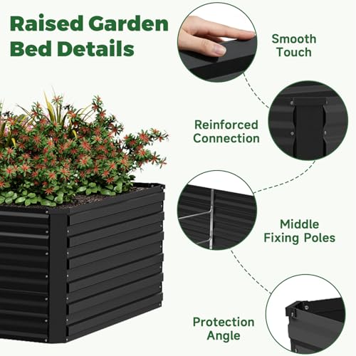 6x3x3ft Outdoor Metal Raised Garden Bed (Black / 6x3x3 FT-2PC)