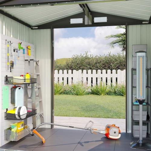 6x4FT Shed with Floor Galvanized Steel Outdoor Storage Shed (Brown / 6'x4'w)