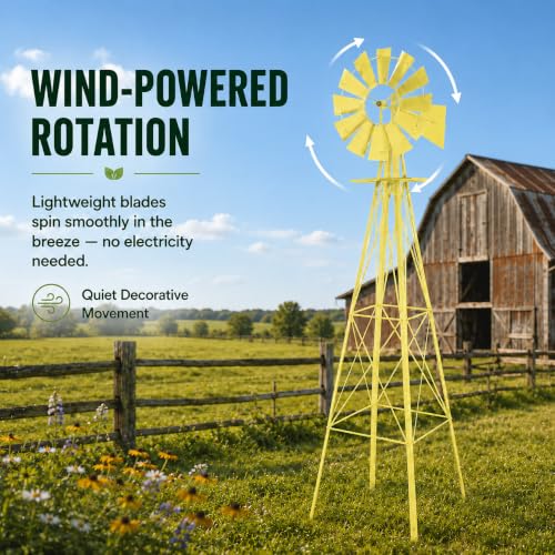 8FT Windmill for Yard Garden Decoration with Weather Vanes