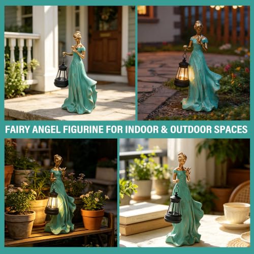 Solar Garden Statue Outdoor (Girl in Green Gown)