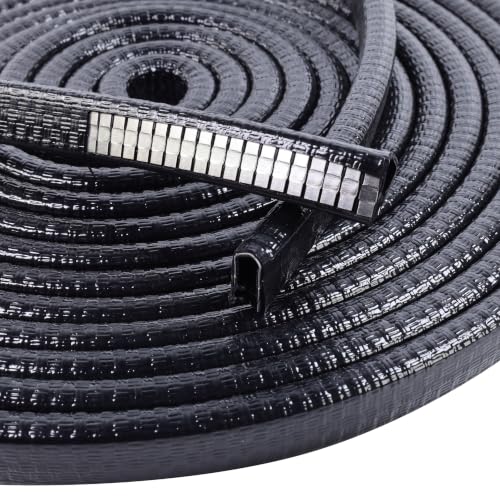 1/2" x 3/8" U‑Channel Edge Trim Seal Strip with Metal Clips 200Ft (200Foot / Black)