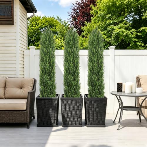 6FT Tall Artificial Topiary Cedar Trees Outdoor Set of 2 (6 Foot / Yellow Green)