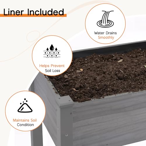 72"x24"x30" Raised Garden Bed with Legs (Gray / 72×24×30 In -Regular)