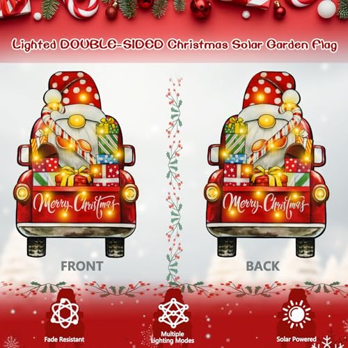 12x18 Lighted Christmas Dwarf Garden Flag (Dwarf-White-12x18 / 12×18inch)
