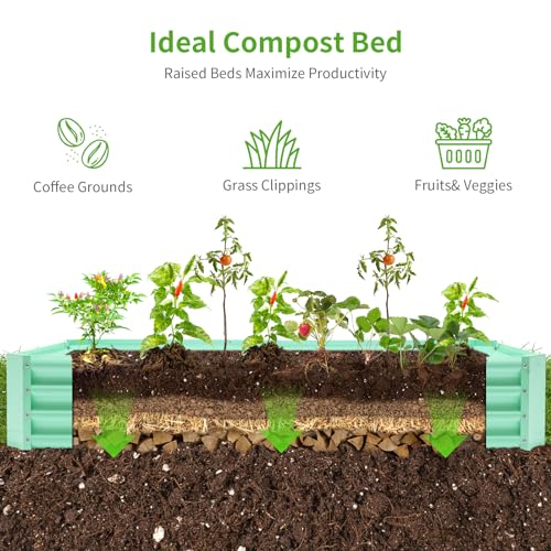 8×4×1ft Galvanized Metal Raised Garden Bed (Lime Green / 8×4×1ft)