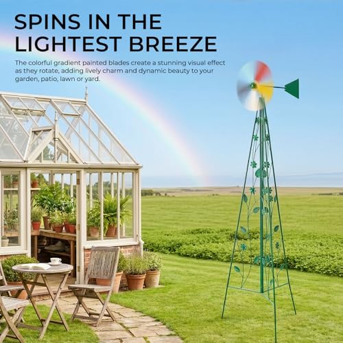 8FT Ornamental Windmill for Yard (6.2ft-green)
