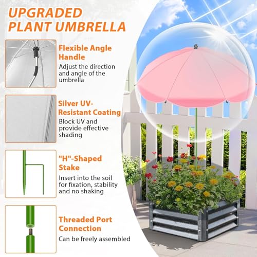 8Pcs Plant Umbrellas for Outdoor Plants (8 Pack-2*Pink+2*Blue+2*Green+2*Orange)