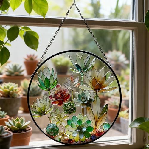 Stained Glass Window Hanging (Succulents)