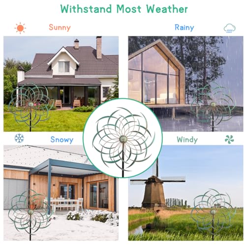 Large Wind Spinners Outdoor Waterproof Metal Wind Sculptures & Spinners for Garden Patio Lawn Decor Artistic Gift (23" Dia(Light Green))